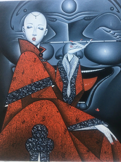 art surrealiste fumeuse opium tableau peinture huile sur toile - Kikooyou Art Gallery