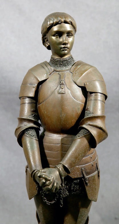 Jeanne d'Arc en bronze XIXème debout Jeanne Darc avec armure femme - Bronze - Kikooyou Art Gallery