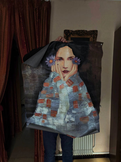 Portrait femme Klimt huile sur toile - Œuvre inspirée par Gustav Klimt