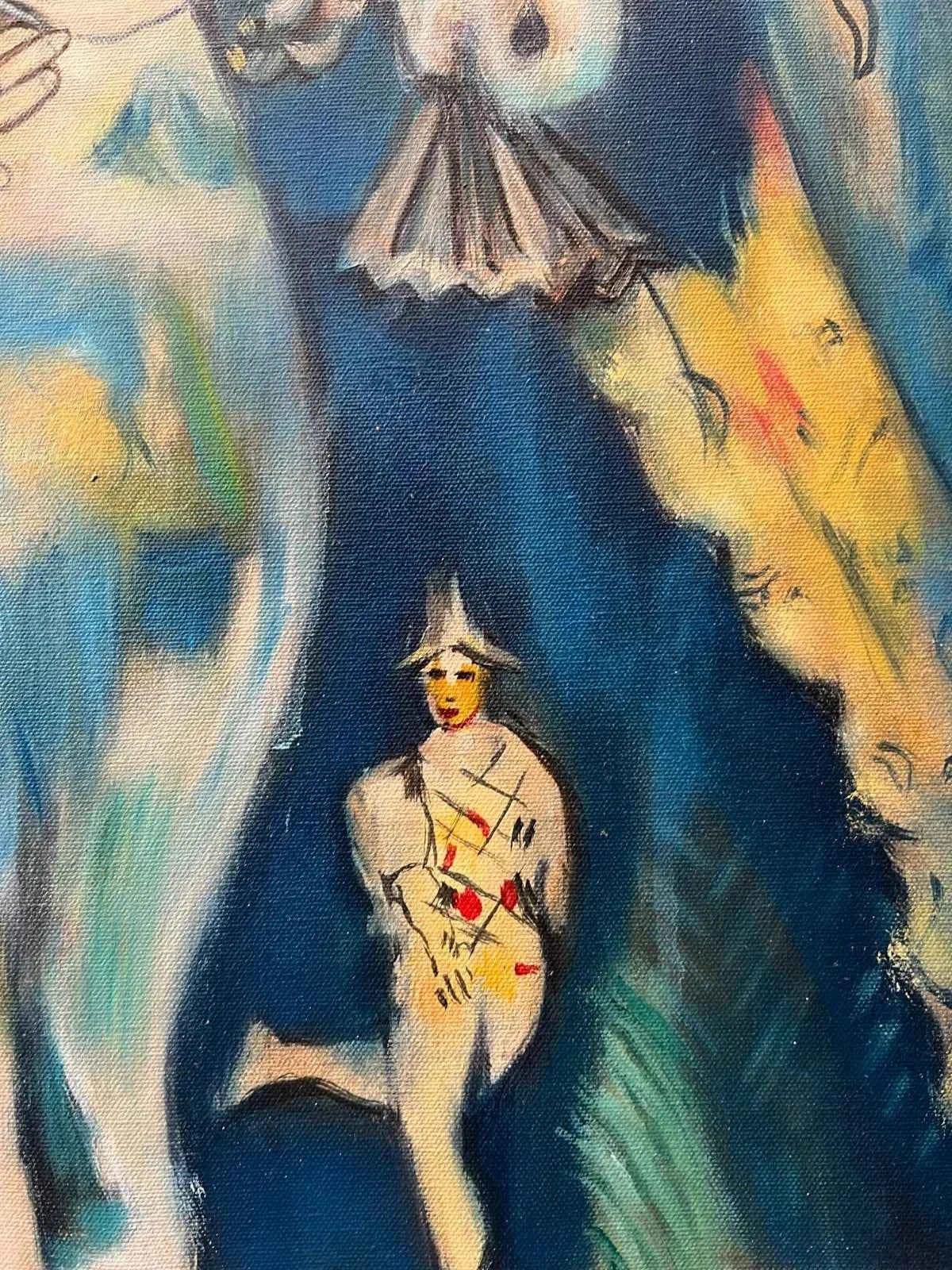 art-decoration-tableau-peinture-huile-toile-scene-personnages-femme-d'après chagall