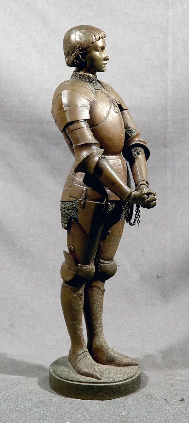 Jeanne d'Arc en bronze XIXème debout Jeanne Darc avec armure femme - Bronze - Kikooyou Art Gallery