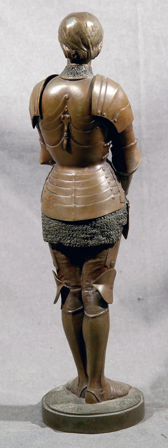 Jeanne d'Arc en bronze XIXème debout Jeanne Darc avec armure femme - Bronze - Kikooyou Art Gallery