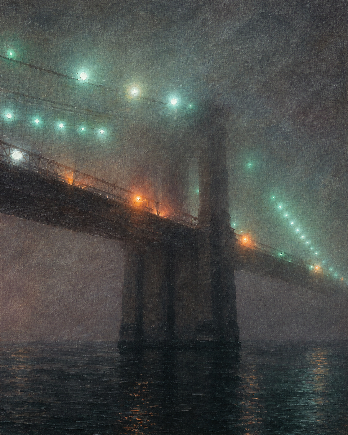 peinture huile sur toile faite SUR COMMANDE - ATMOSPHERE BROUILLARD BRIDGE