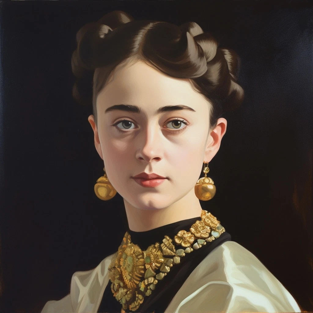 portrait jeune femme noble tableau peinture originale acrylique sur toile -Kikooyou Art Gallery