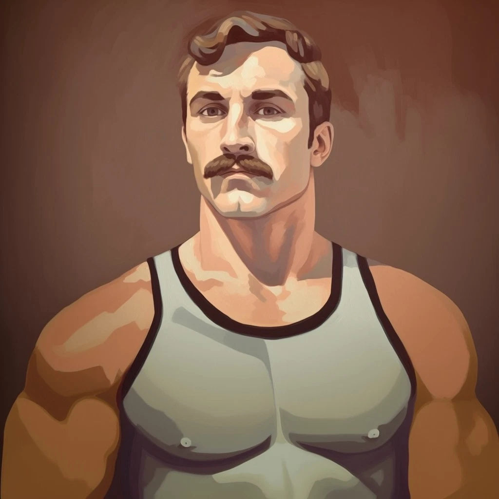 portrait homme sportif musclé belle moustache acrylique sur toile - Kikooyou Art Gallery