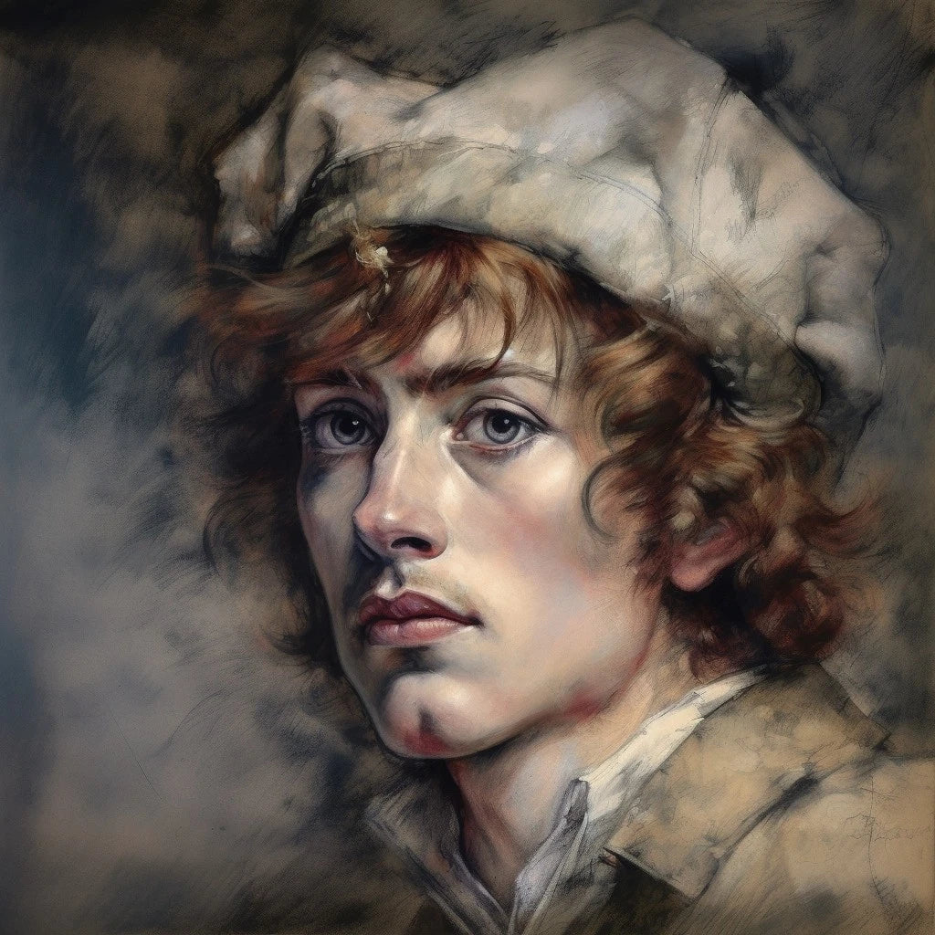 portrait jeune homme tableau peinture classique huile sur toile signée - Kikooyou Art Gallery