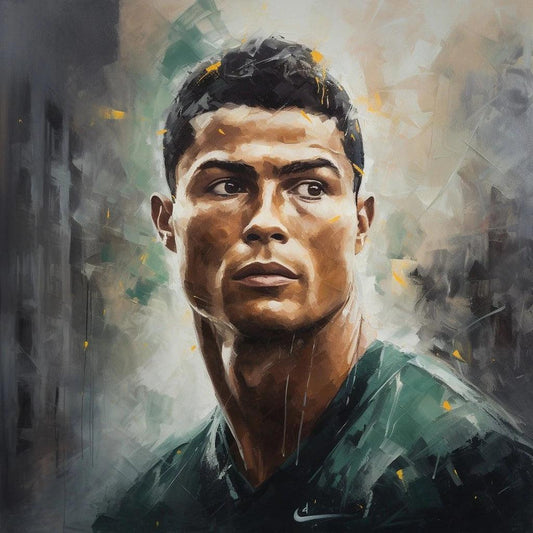 Portrait de Ronaldo par Tullasky – Peinture Acrylique 100x100 cm - Kikooyou Art Gallery - Kikooyou Art Gallery