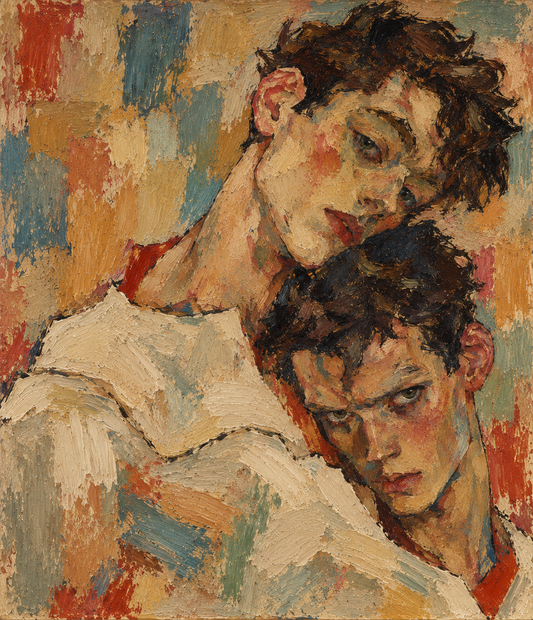 peinture huile sur toile faite SUR COMMANDE - PORTRAIT NU BOGOSSE EGON GAY LOVERS