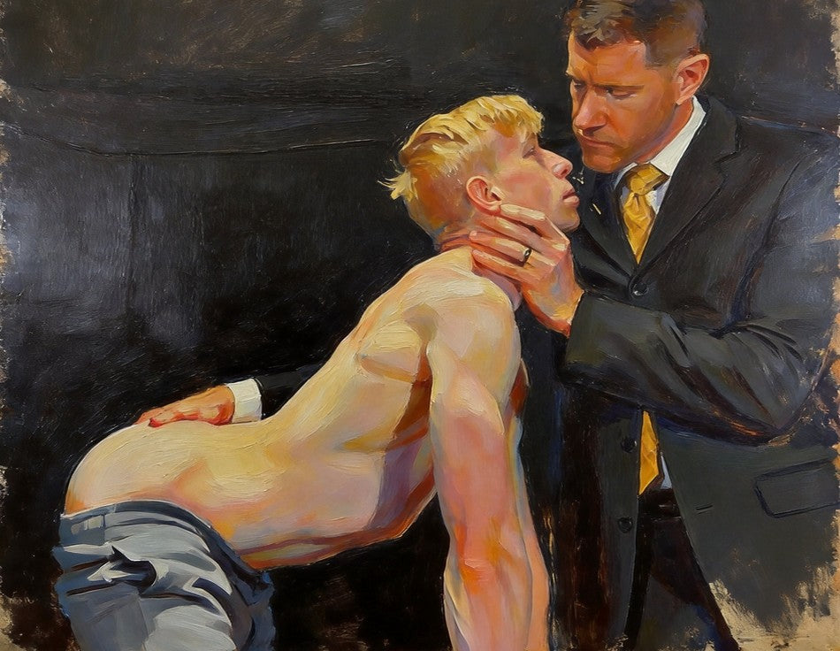 peinture huile sur toile faite sur commande - PORTRAIT BOGOSSE GAY LOVERS