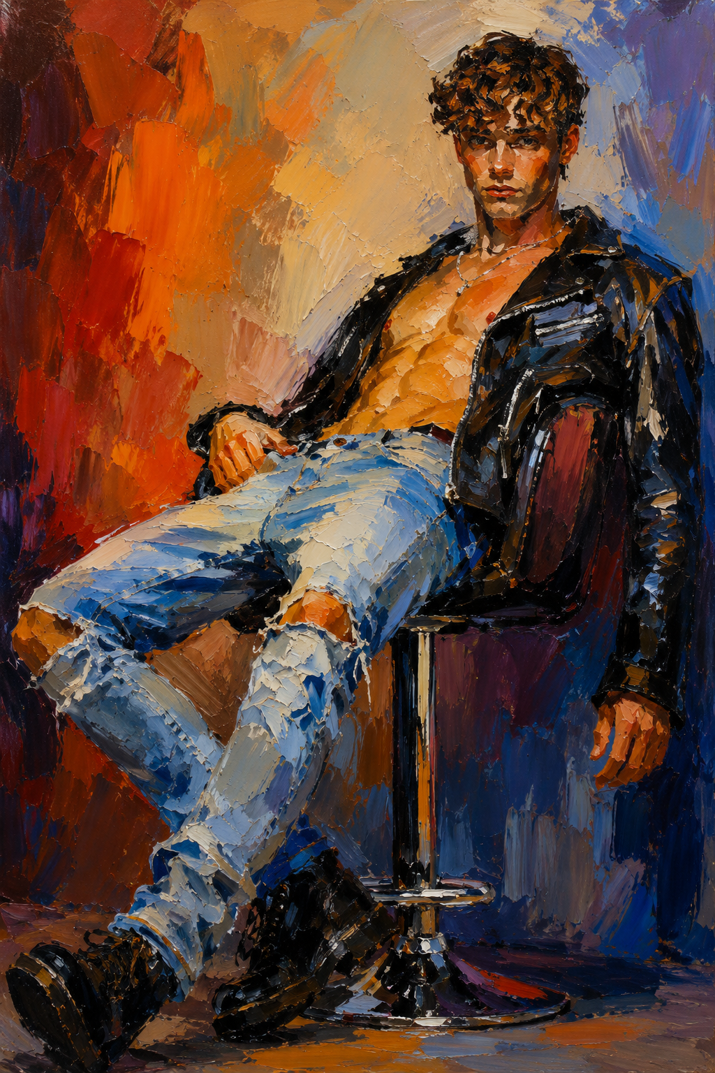 peinture huile sur toile faite sur commande - PORTRAIT JEUNE BOGOSSE