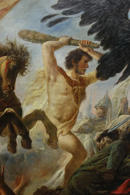 reproduction peinte à la main  de la  bataille allégorique d'Austerlitz