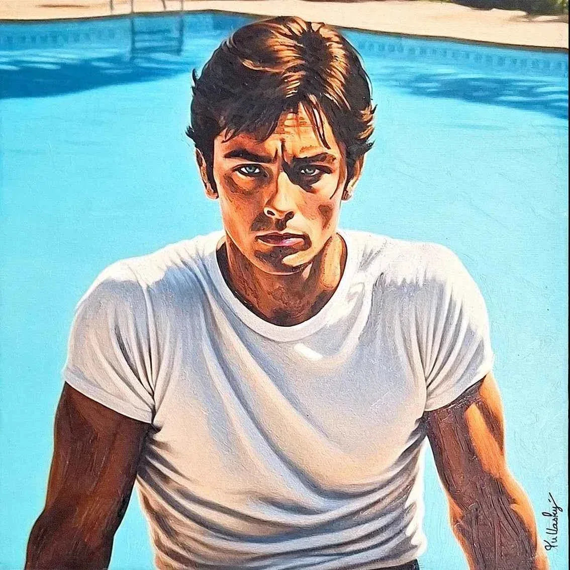 Superbe Tableau portrait Alain Delon par Olivier de Tullasky peinture originale acrylique sur toile - Kikooyou Art Gallery - Kikooyou Art Gallery