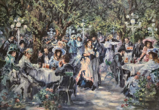 Tableau Impressionnisme Huile Biergarten Theo Köppler (XX)