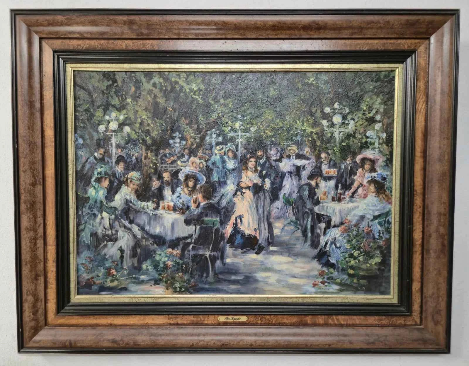 Tableau Impressionnisme Huile Biergarten Theo Köppler (XX)