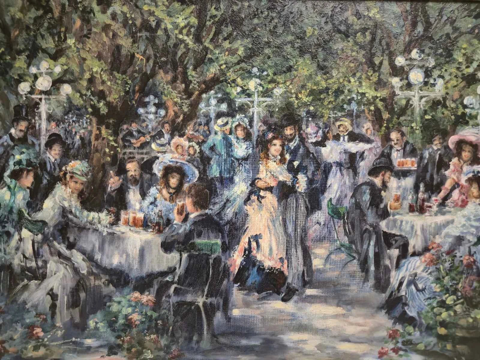 Tableau Impressionnisme Huile Biergarten Theo Köppler (XX)