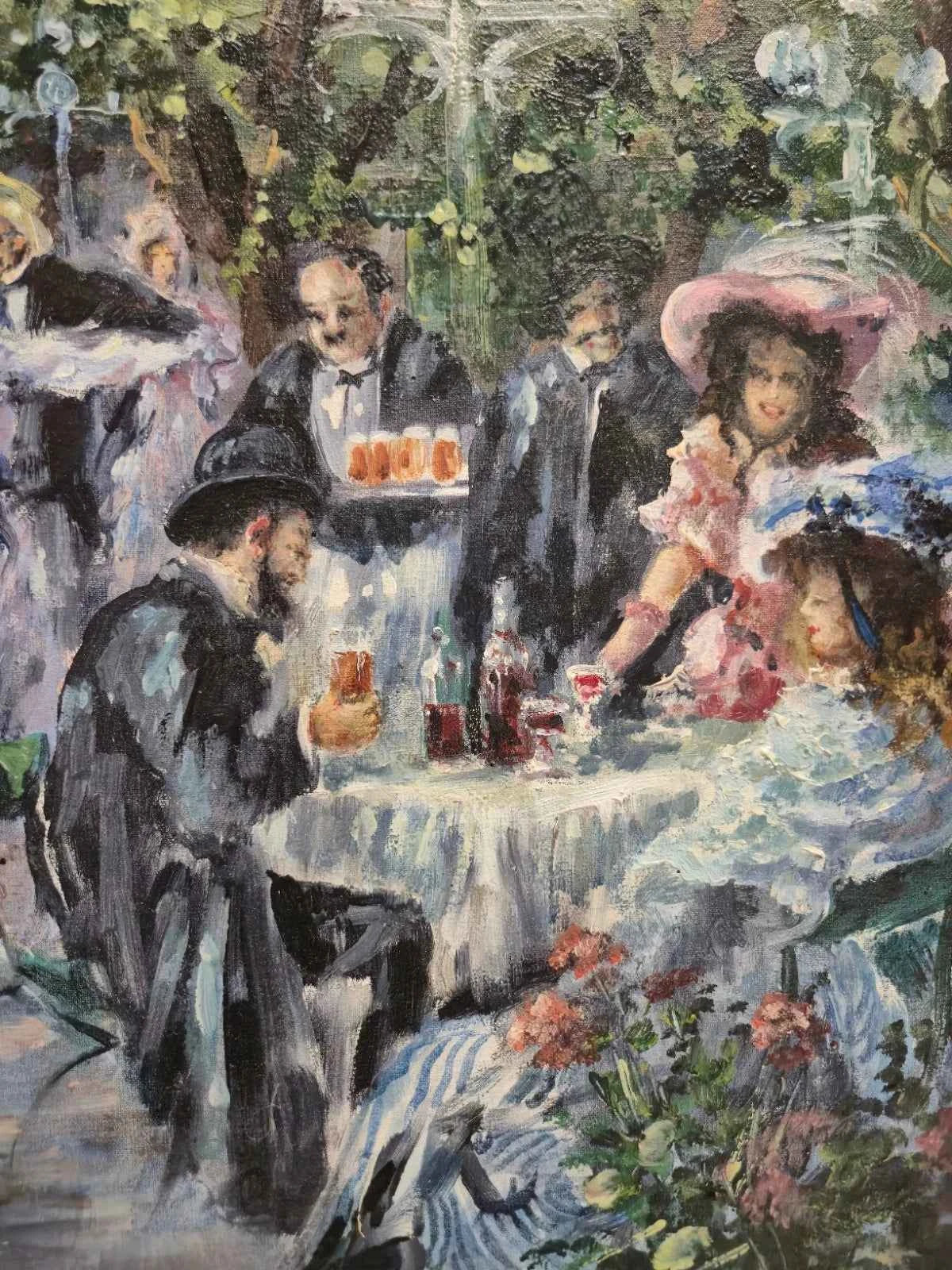 Tableau Impressionnisme Huile Biergarten Theo Köppler (XX)