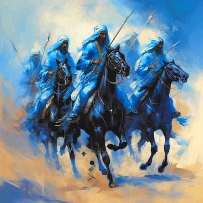 Tableau orientaliste - cavaliers arabes- Original Tullasky – Acrylique sur toile – Œuvre unique - Kikooyou Art Gallery - Kikooyou Art Gallery