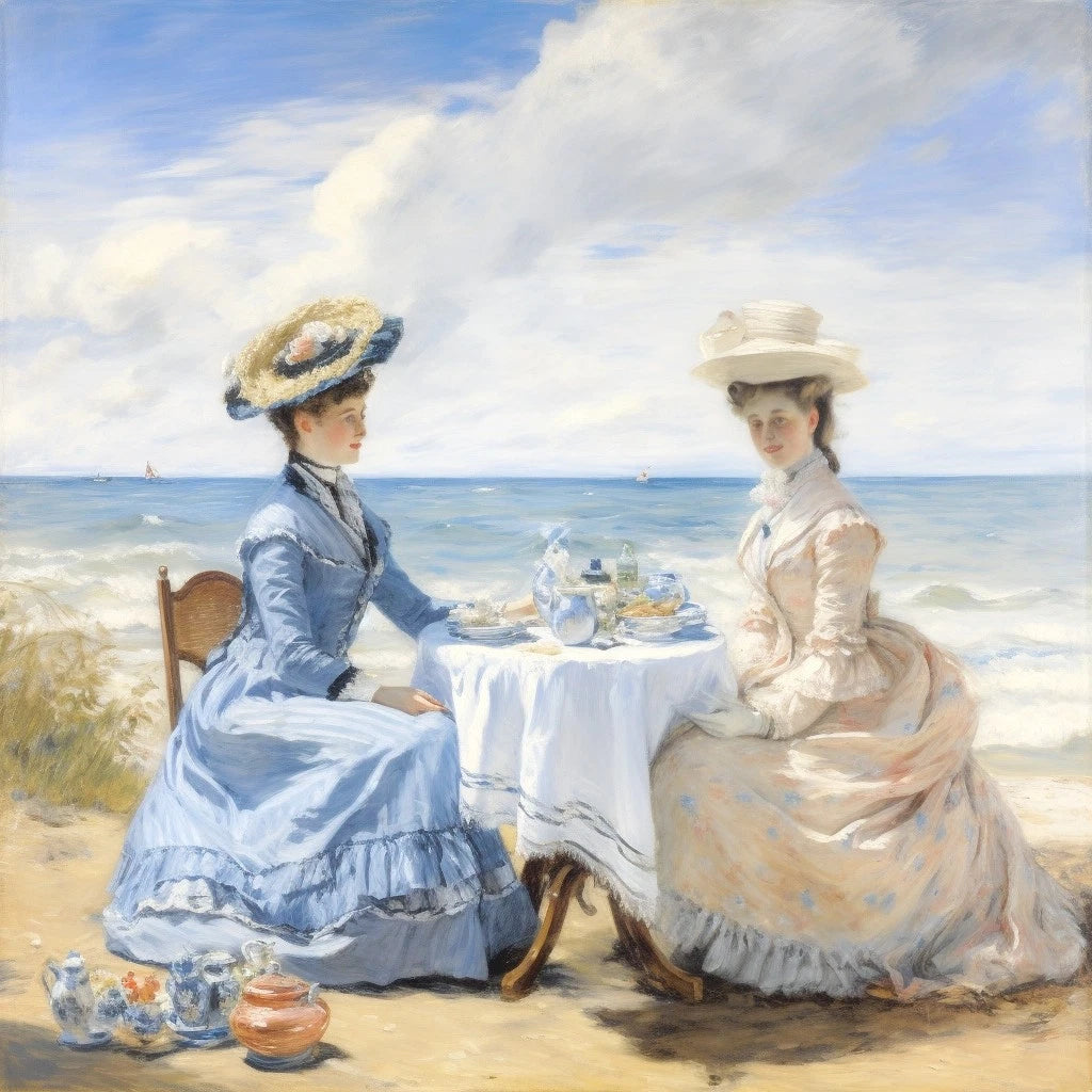 Tableau Original Tullasky – Acrylique sur toile – 40x40 cm – Œuvre unique- dames à la plage - Kikooyou Art Gallery