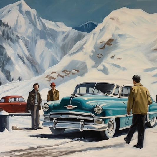 Tableau Original Tullasky – Série "1950"  Vintage Amérique Rétro montagne - Kikooyou Art Gallery
