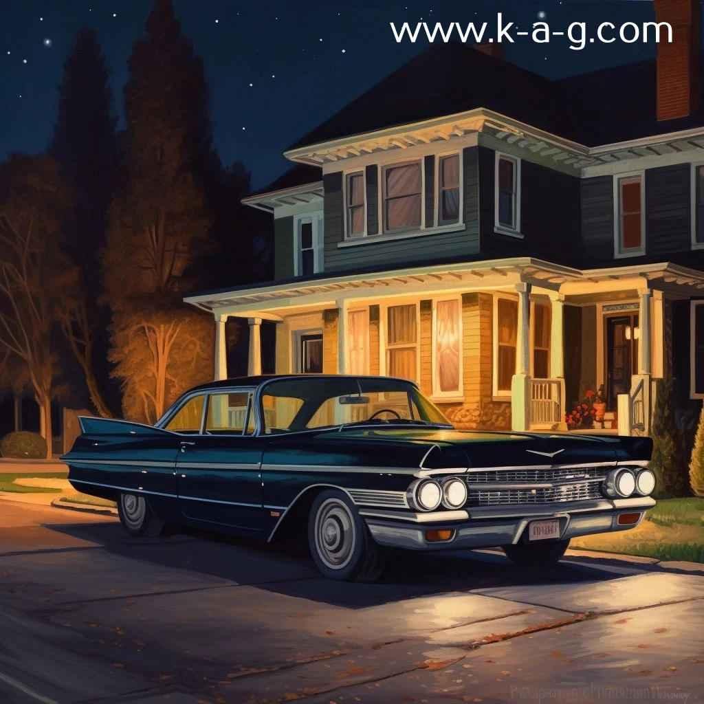 Tableau Original Tullasky – Série année 1950 voiture cadillac Vintage Amérique Rétro - Kikooyou Art Gallery - Kikooyou Art Gallery