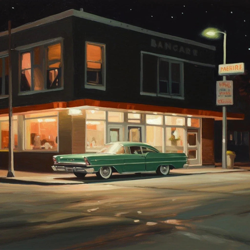 Tableau Original Tullasky – Série année 1950 voiture cadillac Vintage Amérique Rétro - Kikooyou Art Gallery - Kikooyou Art Gallery