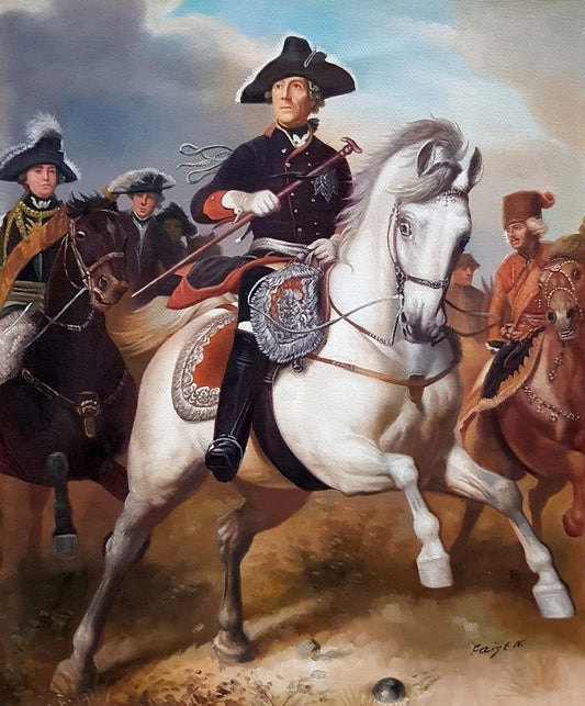 Tableau huile Frédéric II le grand à cheval, roi de Prusse - Kikooyou Art Gallery