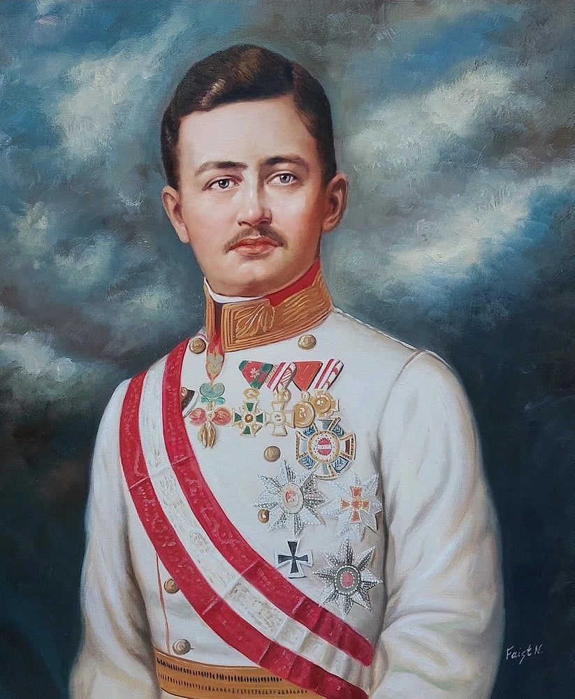 Tableau huile archiduc empereur Charles Ier d'Autriche 1917, peinture à l'huile PEINTE À LA MAIN - Kikooyou Art Gallery