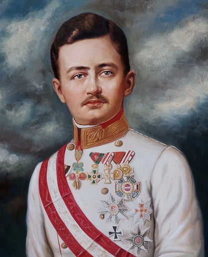 Tableau huile archiduc empereur Charles Ier d'Autriche 1917, peinture à l'huile PEINTE À LA MAIN - Kikooyou Art Gallery