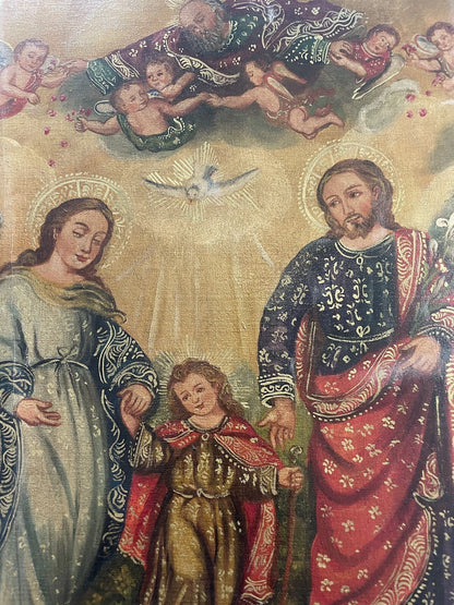 Sainte Famille, Sacrée Famille, Peinture à l'huile originale, Peinte à la main, Peinture Cusco