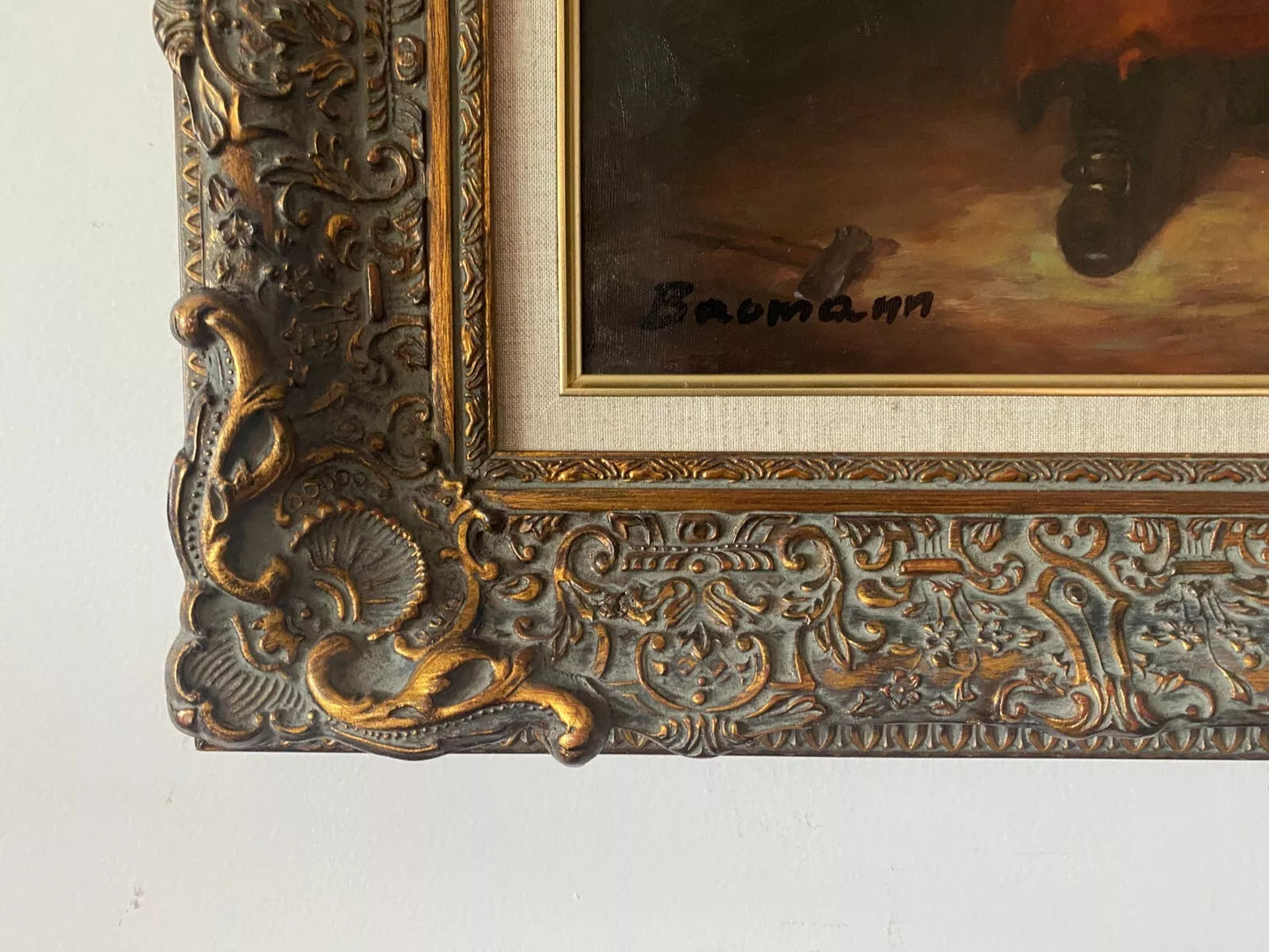 Le forgeron à la forge huile sur toile avec Cadre