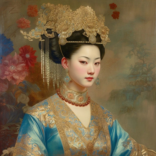 Tullasky – La Jeune Impératrice chinoise 100x100 cm - grande coiffe - Kikooyou Art Gallery