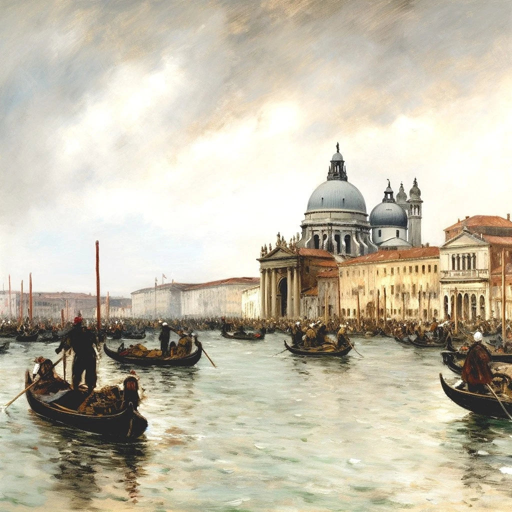 Venise, Le Môle à l’entrée du Grand Canal et la Salute 2 – Peinture acrylique sur toile - Kikooyou Art Gallery