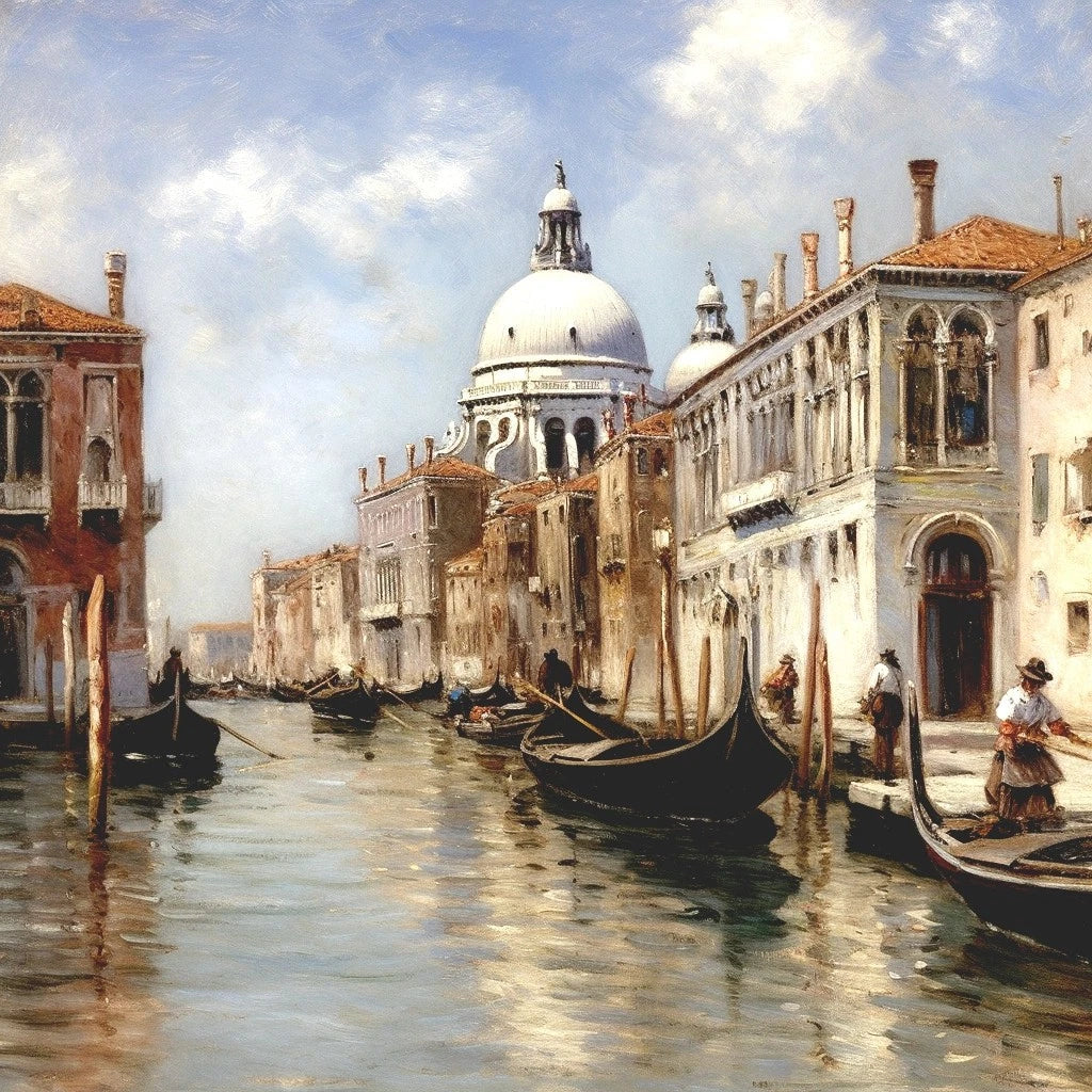 Venise, Le Môle à l’entrée du Grand Canal et la Salute 3 – Peinture acrylique sur toile - Kikooyou Art Gallery