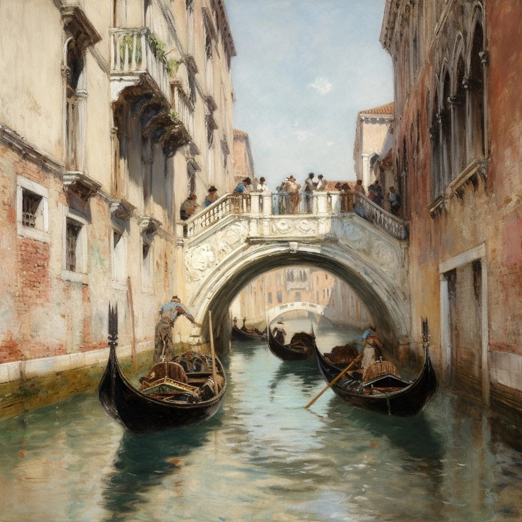 Venise, Le pont – Peinture acrylique sur toile - Kikooyou Art Gallery
