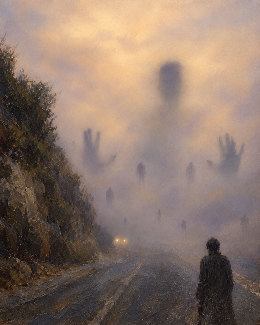 peinture huile sur toile faite SUR COMMANDE - PORTRAIT BOGOSSE BROUILLARD SURREALISTE