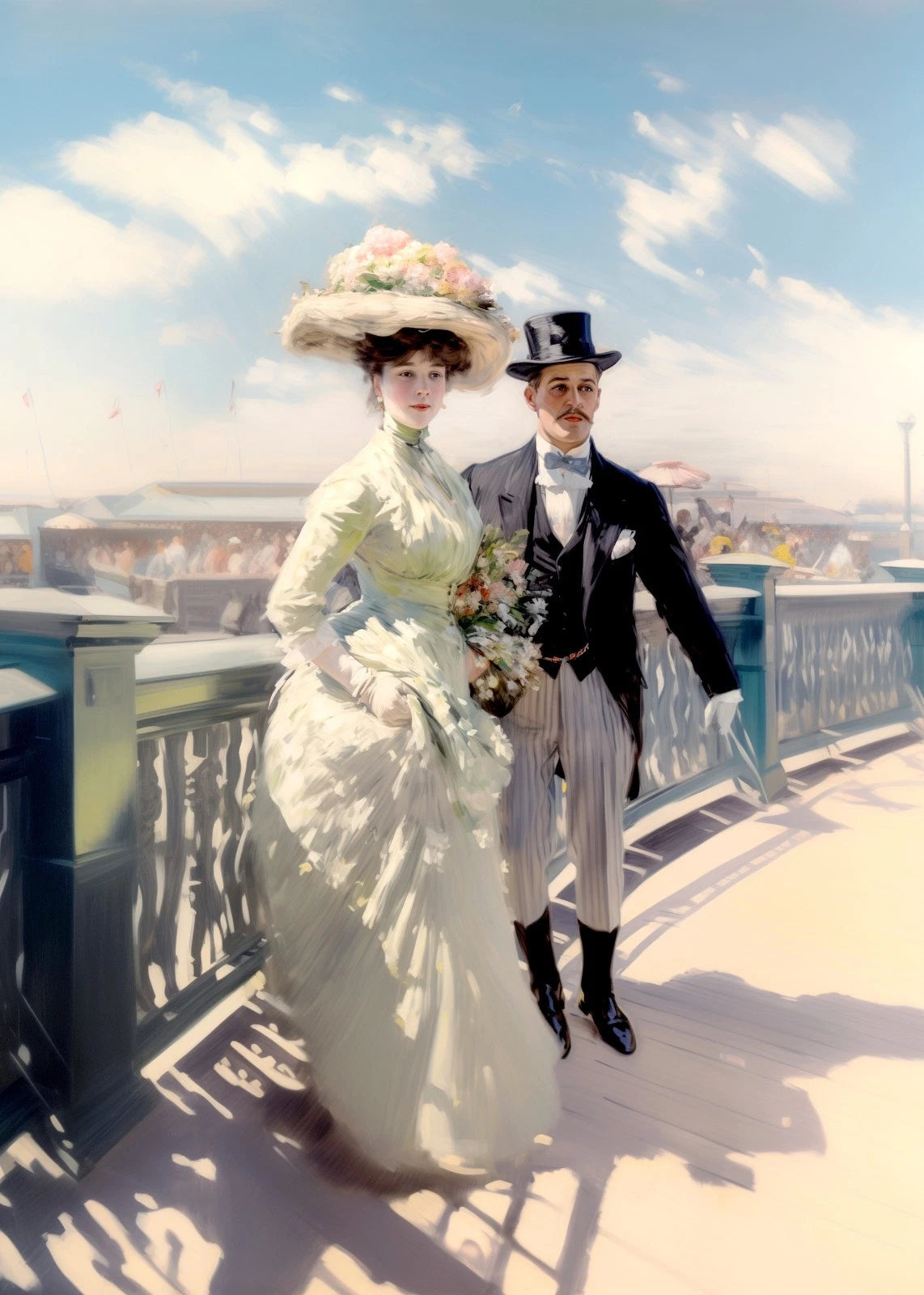 Week-end à Llandudno – Élégant couple 1900 – Acrylique 50x70cm - Kikooyou Art Gallery