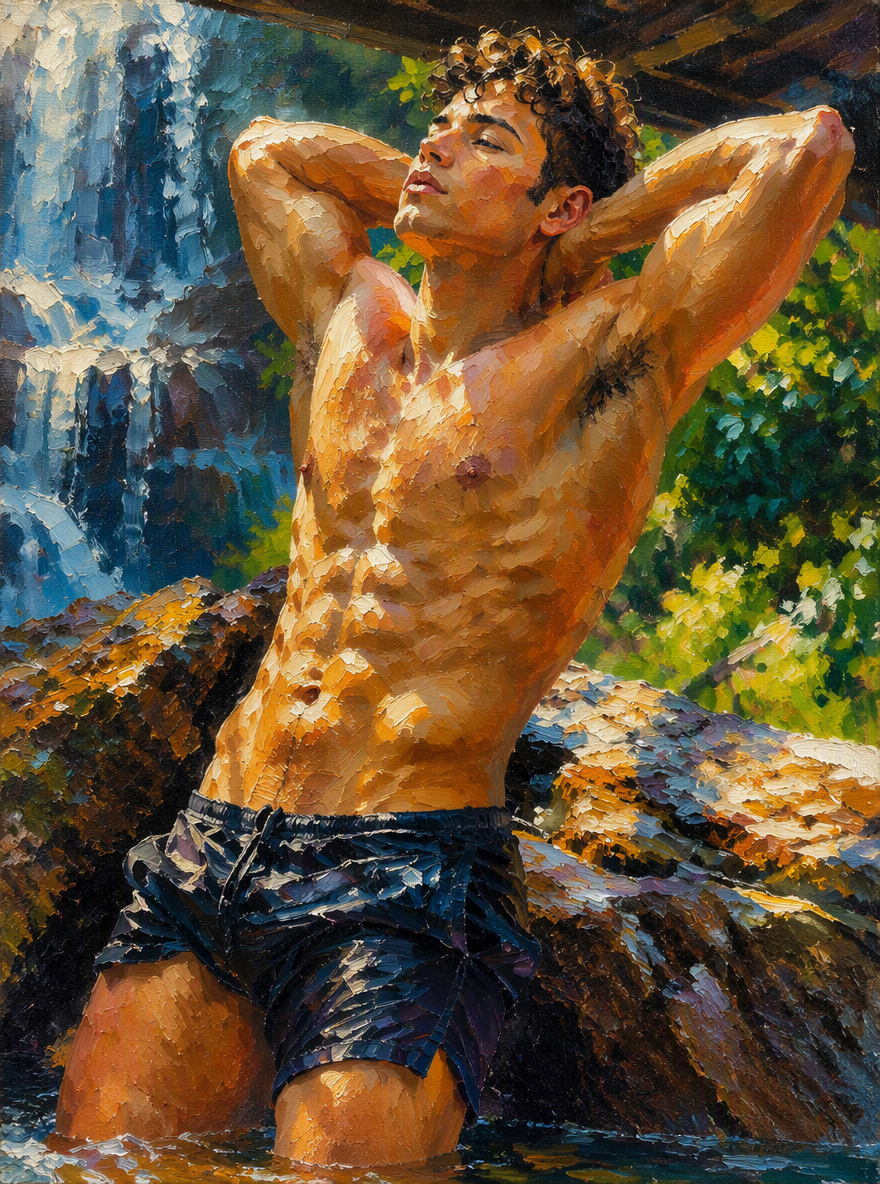peinture huile sur toile faite sur commande - PORTRAIT BOGOSSE SEXY