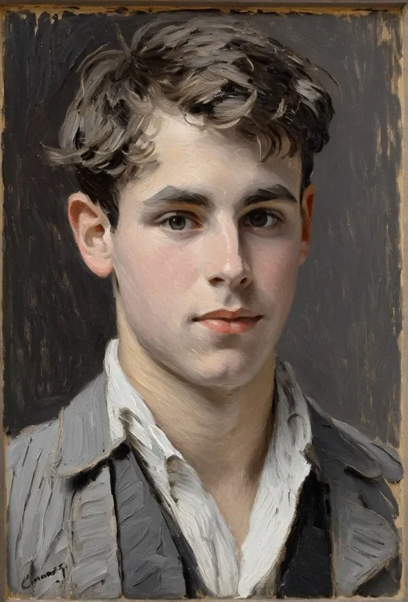 peinture huile sur toile faite sur commande - PORTRAIT JEUNE HOMME