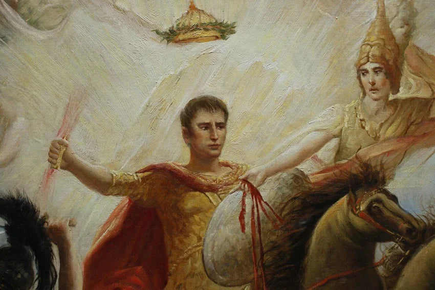 reproduction peinte à la main  de la  bataille allégorique d'Austerlitz