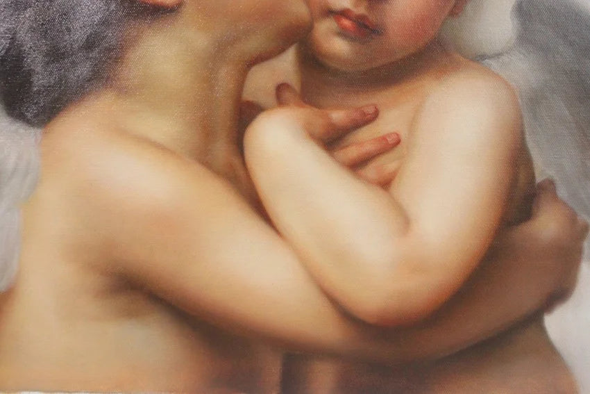 Reproduction à l'huile sur toile de William Bouguereau, Le Premier Baiser