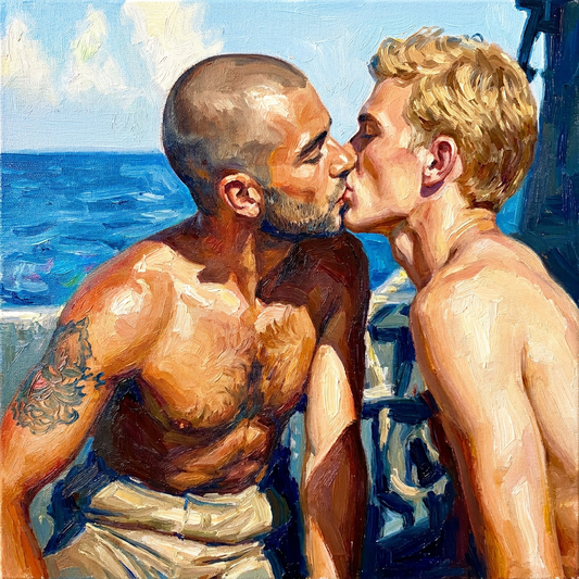 peinture huile sur toile faite sur commande - PORTRAIT BOGOSSE GAY LOVERS