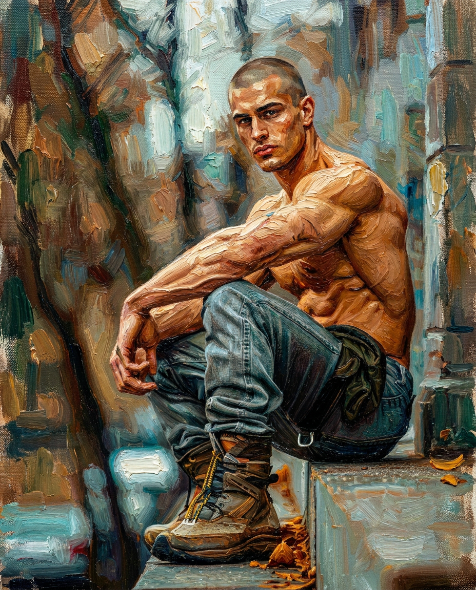 peinture huile sur toile faite sur commande - PORTRAIT JEUNE BOGOSSE