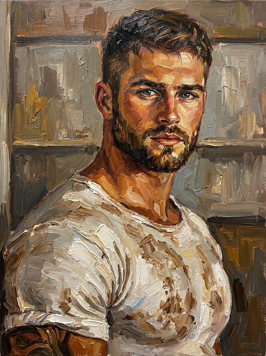 peinture huile sur toile faite sur commande - PORTRAIT BOGOSSE OUVRIER