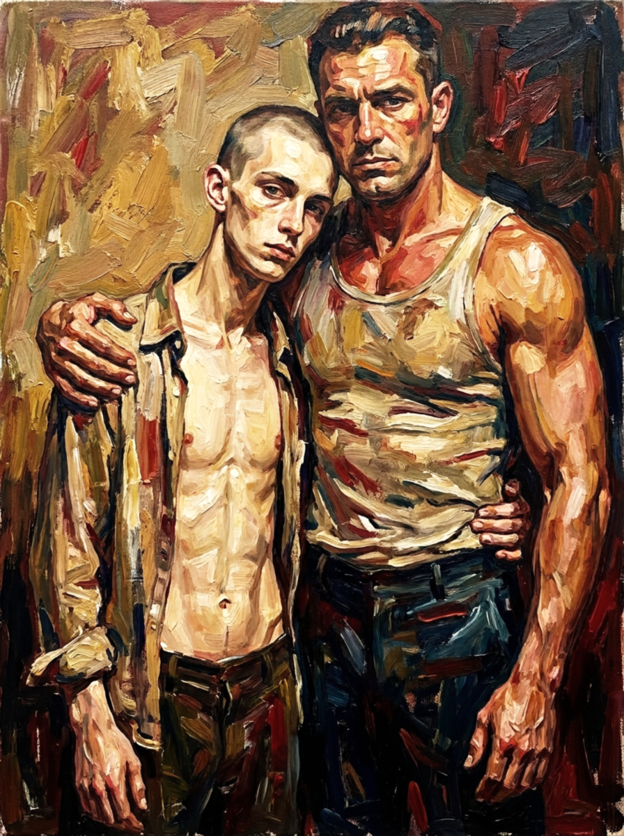 peinture huile sur toile faite sur commande - PORTRAIT BOGOSSE PROTECTION