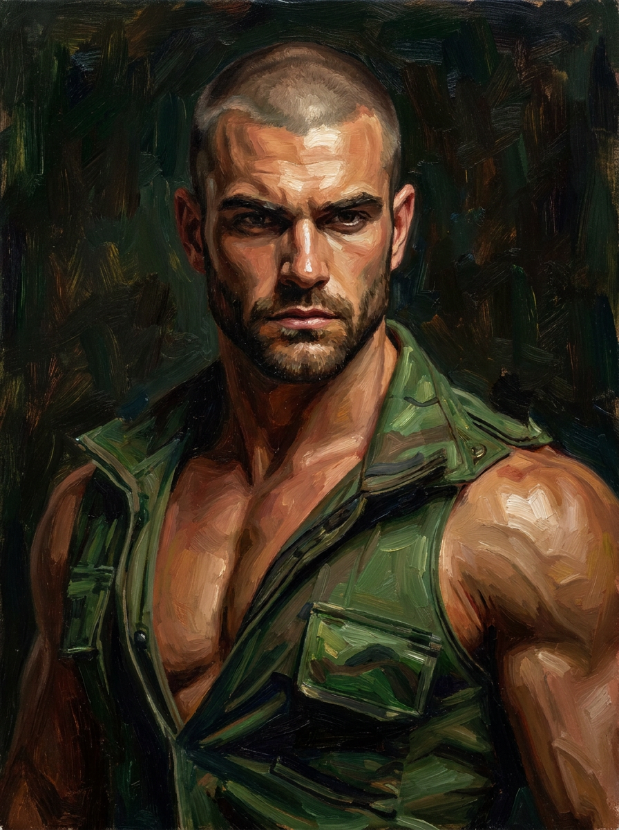 peinture huile sur toile faite sur commande - PORTRAIT BOGOSSE SOLDAT