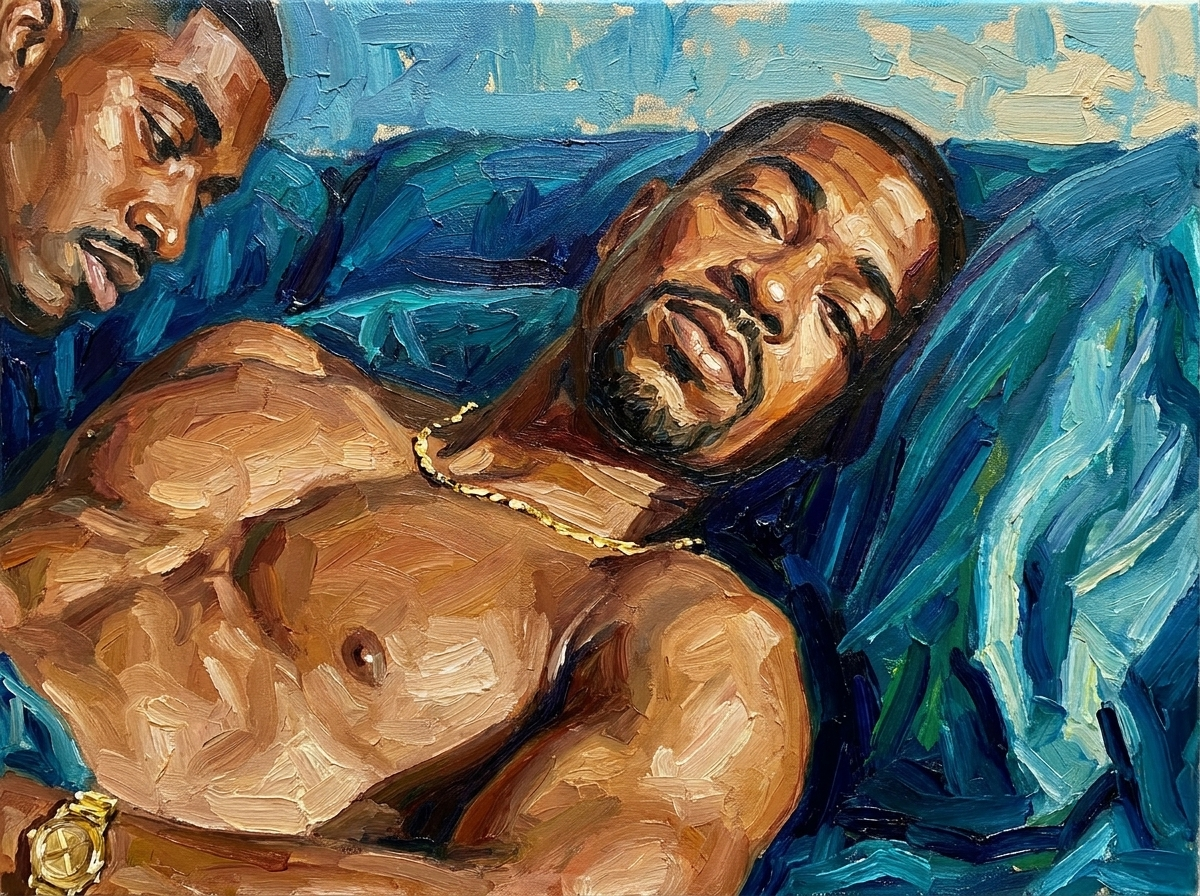 peinture huile sur toile faite sur commande - PORTRAIT BOGOSSE  GAY LOVERS