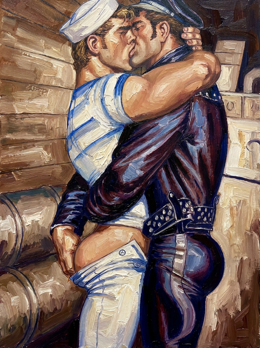 peinture huile sur toile faite sur commande - PORTRAIT BOGOSSE GAY LOVERS