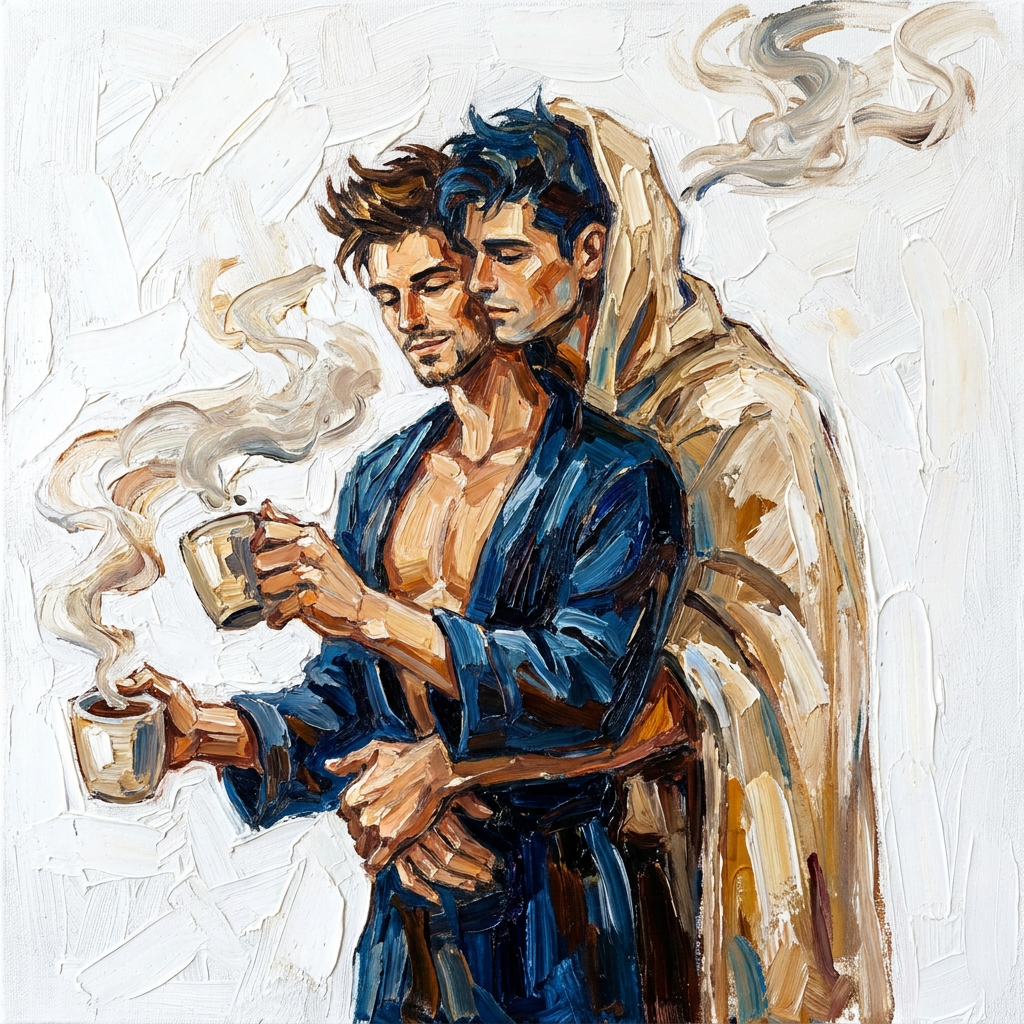 peinture huile sur toile faite sur commande - PORTRAIT BOGOSSE GAY LOVERS