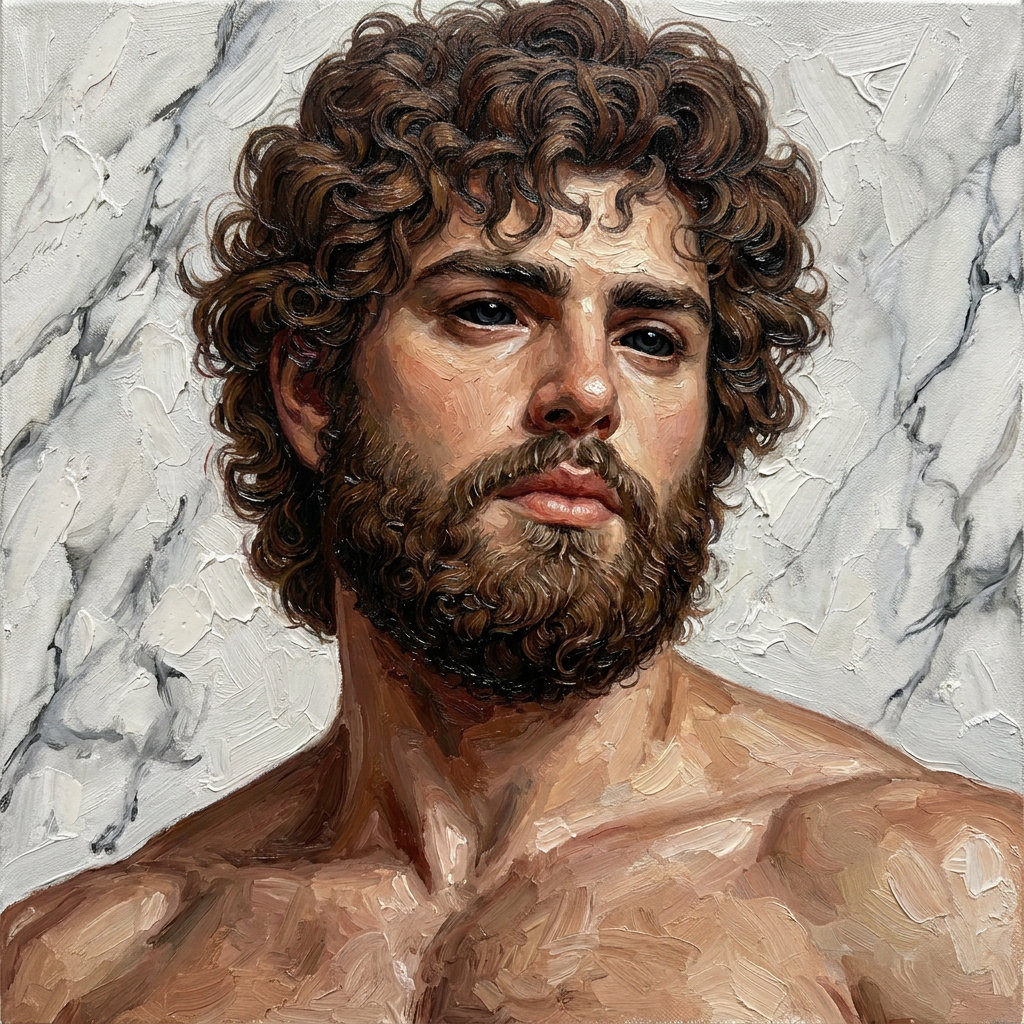 peinture huile sur toile faite sur commande - PORTRAIT DIONYSOS