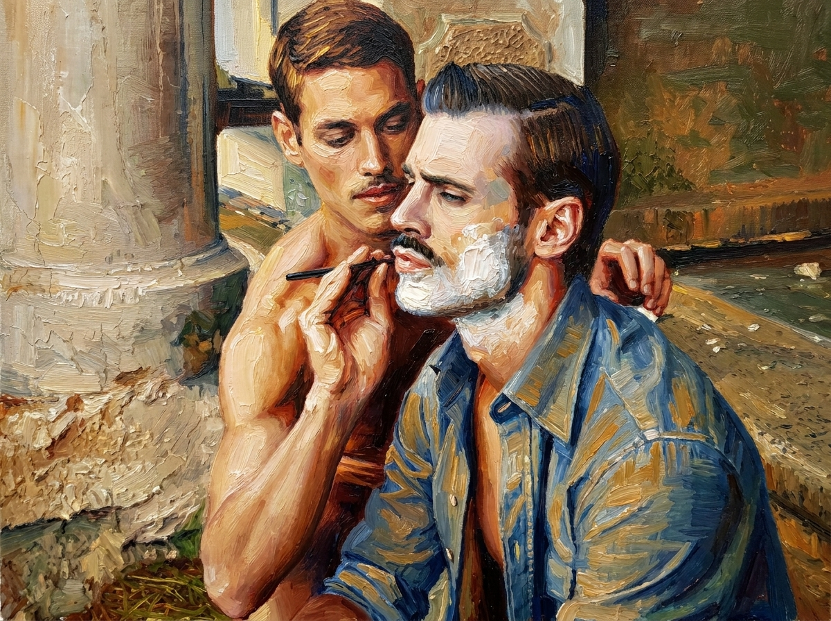 peinture huile sur toile faite sur commande - PORTRAIT GAY LOVERS